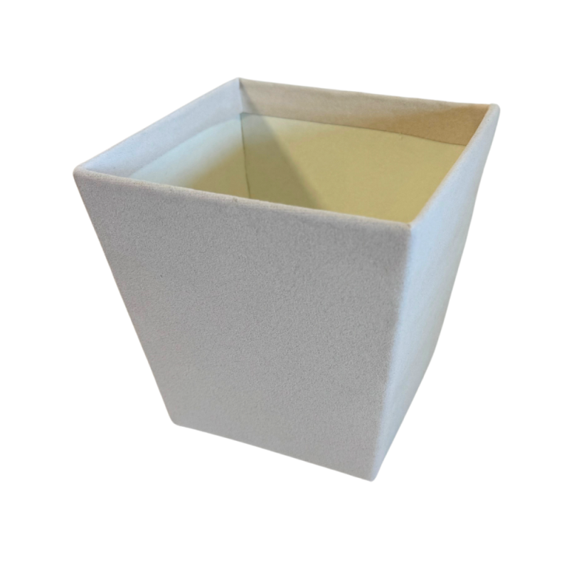 Welurowa Osłonka na Kwiaty Flower Box Pudełko Doniczka Ecru 11 cm