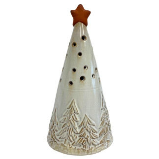 Choinka Ceramiczna Figurka Boże Narodzenie Led na Baterie Choinki 19.5 cm