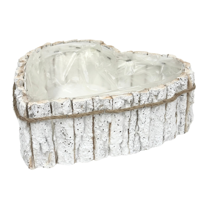Osłonka z Kory w kształcie Serca Serce do Kwiatów z folią Biała 11 cm Osłonka z Kory w kształcie Serca Serce do Kwiatów z folią Biała 11 cm