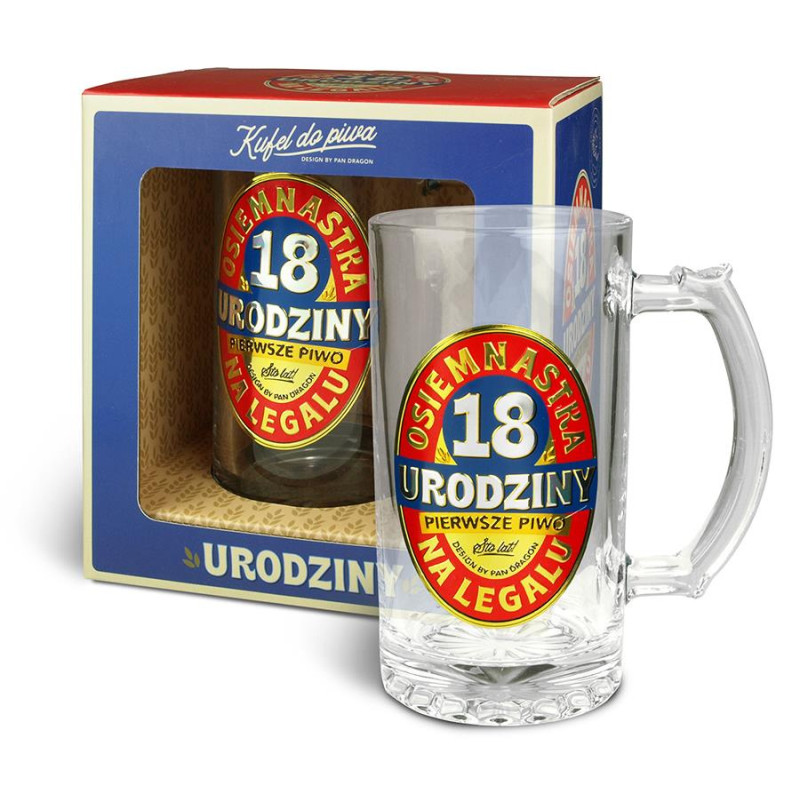 Kufel na Prezent 18 Urodziny Dobry Chłopak Pierwsze piwo na legalu 500ML Kufel na Prezent 18 Urodziny Dobry Chłopak Pierwsze piwo na legalu 500ML