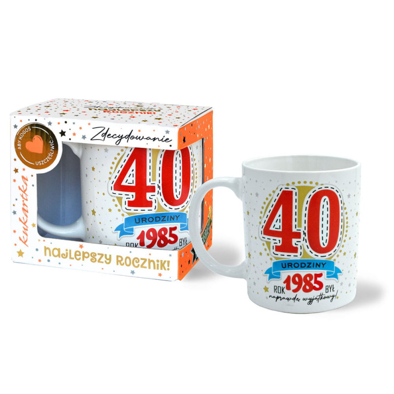 Kubek na 40 Urodziny Prezent Upominek Urodzinowy Fakty z 1985 roku 300ml Kubek na 40 Urodziny Prezent Upominek Urodzinowy Fakty z 1985 roku 300ml