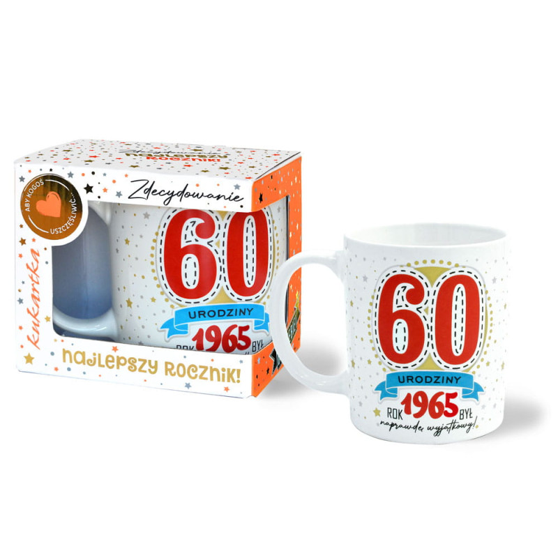Kubek na 60 Urodziny Prezent Upominek Urodzinowy Fakty z 1965 roku 300ml Kubek na 60 Urodziny Prezent Upominek Urodzinowy Fakty z 1965 roku 300ml