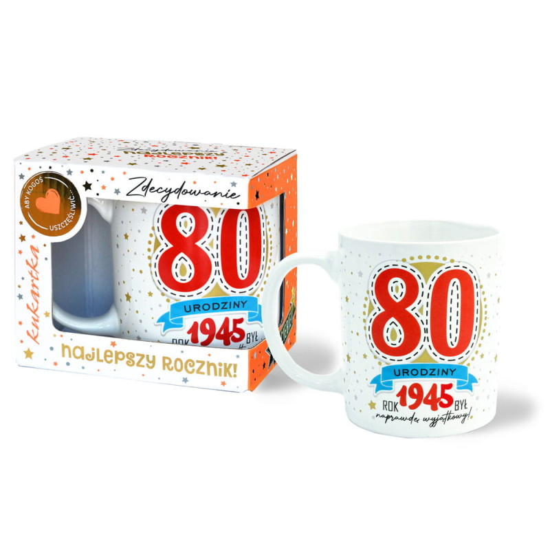 Kubek na 80 Urodziny Prezent Upominek Urodzinowy Fakty z 1945 roku 300ml Kubek na 80 Urodziny Prezent Upominek Urodzinowy Fakty z 1945 roku 300ml