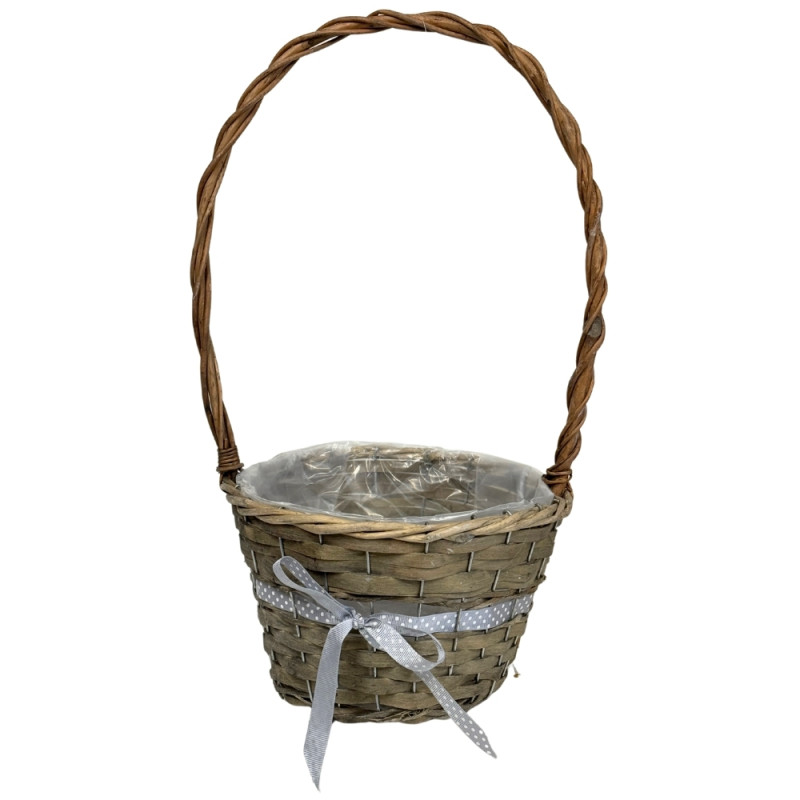 Koszyk wiklinowy z Kokardką do kwiatów Kompozycji Prezentów Szary 47 cm Koszyk wiklinowy z Kokardką do kwiatów Kompozycji Prezentów Szary 47 cm