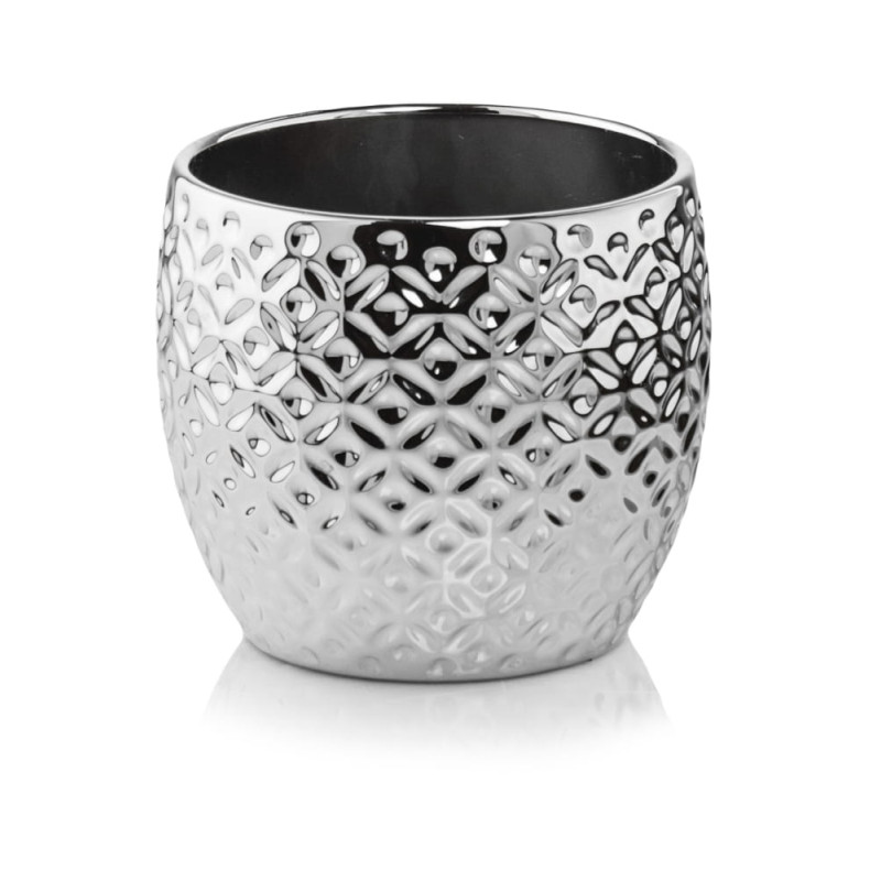 Doniczka Osłonka Srebrna Ceramiczna Dekoracyjna Glamour Ozdobna 11 cm Doniczka Osłonka Srebrna Ceramiczna Dekoracyjna Glamour Ozdobna 11 cm