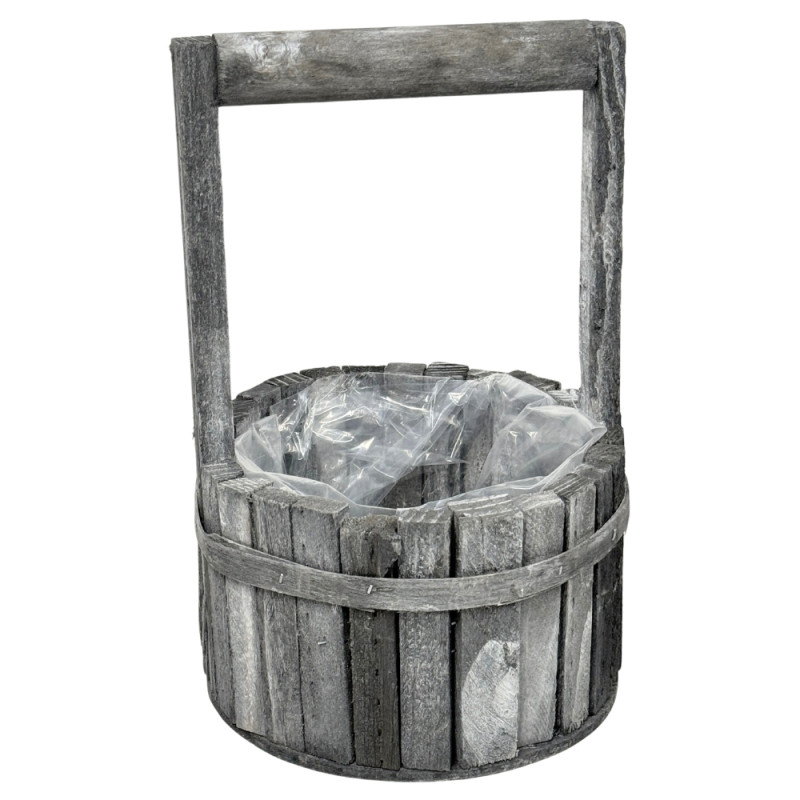Kosz Studnia Koszyk Drewniany Szary Dekoracja Stroik Osłonka na Kwiaty 30cm Kosz Studnia Koszyk Drewniany Szary Dekoracja Stroik Osłonka na Kwiaty 30cm