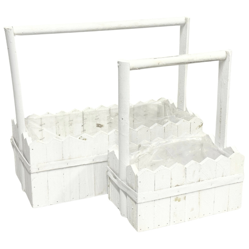 Komplet Kosze Drewniane Osłonki na kwiaty Doniczka Osłonka Koszyk 38 cm