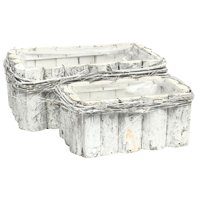 Osłonka Komplet Dwóch Sztuk z Kory do Kwiatów Prostokątna Biała 32 x 22 cm Osłonka Komplet Dwóch Sztuk z Kory do Kwiatów Prostokątna Biała 32 x 22 cm