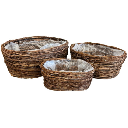 Osłonka Osłonki z Faszyny Do Kwiatów Komplet 3 szt. Naturalne z Folią 37x28 cm