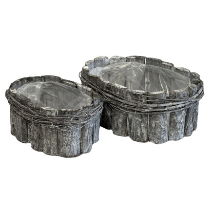 Osłonka Osłonki Z Kory Szare Komplet 2 szt Z Folią Ochronną 32 cm x 23 cm x 12h
