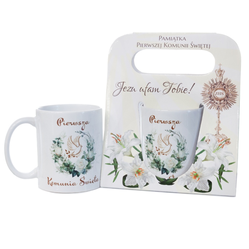 Kubek Ceramiczny Pamiątka Komunii Świętej Prezent Upominek Komunia Gołąb Kubek Ceramiczny Pamiątka Komunii Świętej Prezent Upominek Komunia Gołąb