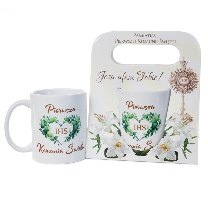 Kubek Ceramiczny Pamiątka Komunii Świętej Prezent Upominek Komunia Serce Kubek Ceramiczny Pamiątka Komunii Świętej Prezent Upominek Komunia Serce