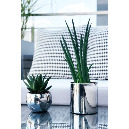 Doniczka Osłonka Ceramiczna Walec Cylinder Srebrny Do Kwiatów 13cm