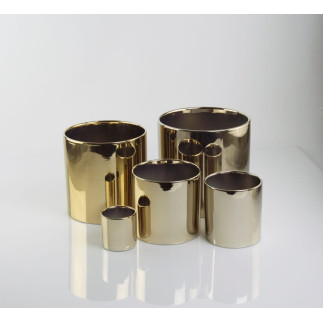 Doniczka Osłonka Ceramiczna Walec Cylinder Złoty Do Kwiatów 13cm
