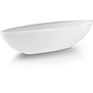 Osłonka Ceramiczna Łódka Doniczka Ceramika Glamour Lustrzana Biała 20 cm