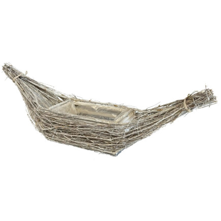Osłonka z Faszyny Łódka Duża Biała do Kwiatów Folia Dekoracja 69 cm