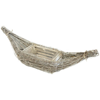 Osłonka z Faszyny Łódka Duża Biała do Kwiatów Folia Dekoracja 69 cm