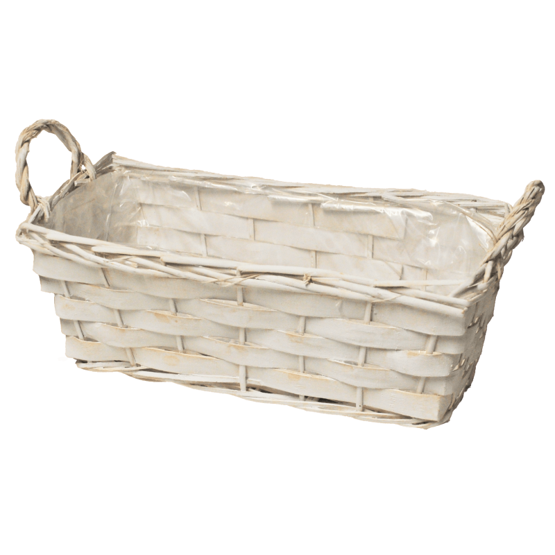Osłonka Wiklinowa z Uszkami Podwójna do Kwiatów Biała 31 x 16cm Osłonka Wiklinowa z Uszkami Podwójna do Kwiatów Biała 31 x 16cm