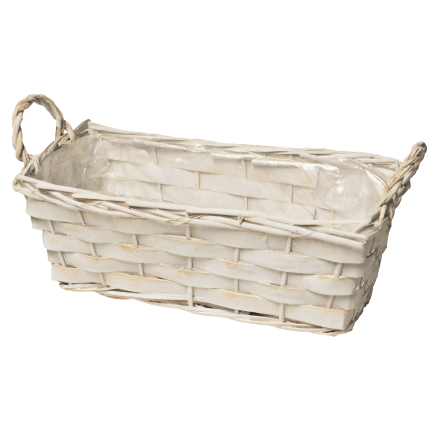 Osłonka Wiklinowa z Uszkami Podwójna do Kwiatów Biała 31 x 16cm