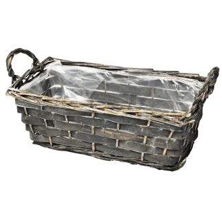 Osłonka Wiklinowa z Uszkami Podwójna do Kwiatów Biała 31 x 16cm