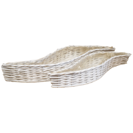 Osłonka Wiklinowa Łódka do Kwiatów Kompozycji Biała Komplet 73cm