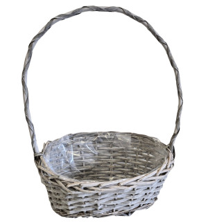 Kosz Prezentowy Wiklinowy Szary Delikatesowy Delikates na prezenty 44 cm