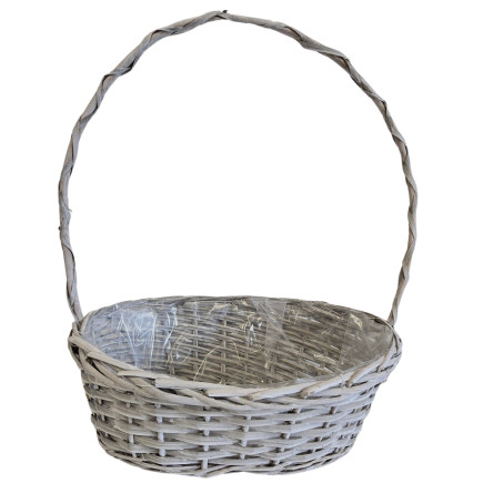 Kosz Prezentowy Wiklinowy Szary Delikatesowy Delikates na prezenty 48 cm