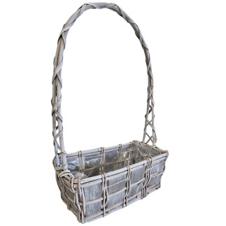 Kosz Kwiatowy na Kwiaty Wiklinowy Prezentowy Szary 47 cm