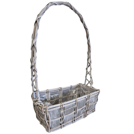 Kosz Kwiatowy na Kwiaty Wiklinowy Prezentowy Szary 47 cm