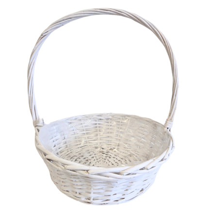 Kosz Kwiatowy Prezentowy Wiklinowy Prezentowy Biały 43cm