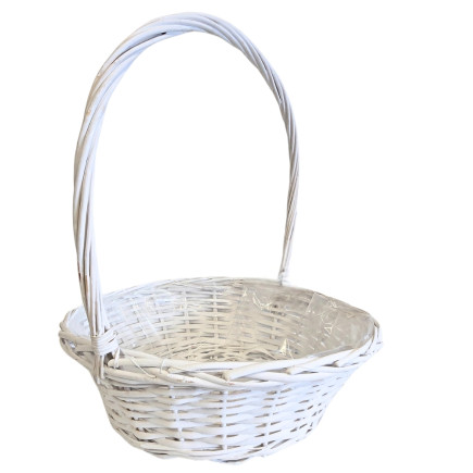 Kosz Kwiatowy Prezentowy Wiklinowy Prezentowy Biały 43cm