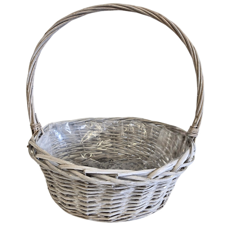Kosz Kwiatowy Prezentowy Wiklinowy Prezentowy Biały 43cm Kosz Kwiatowy Prezentowy Wiklinowy Prezentowy Biały 43cm