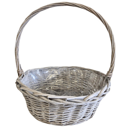 Kosz Kwiatowy Prezentowy Wiklinowy Prezentowy Biały 43cm