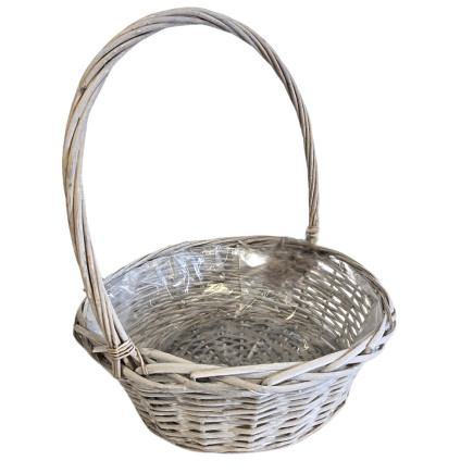 Kosz Kwiatowy Prezentowy Wiklinowy Prezentowy Biały 43cm
