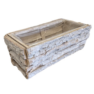 Osłonka z KORY Dekoracja do kwiatów Kompozycja Biała 30x 16 cm