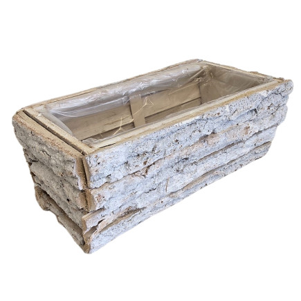 Osłonka z KORY Dekoracja do kwiatów Kompozycja Biała 30x 16 cm