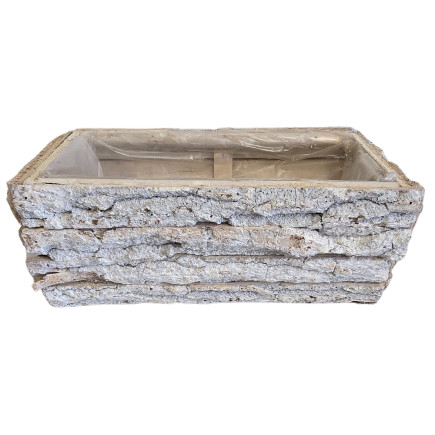 Osłonka z KORY Dekoracja do kwiatów Kompozycja Biała 30x 16 cm
