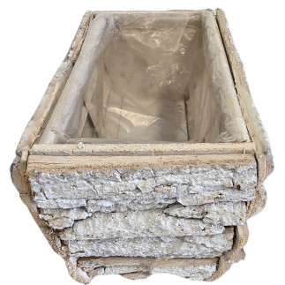 Osłonka z KORY Dekoracja do kwiatów Kompozycja Biała 30x 16 cm