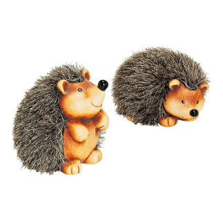 Jeż Figurka Z Gliny Sztuczne Futro Brązowo-czarny 17cm