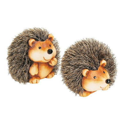 Jeż Figurka Z Gliny Sztuczne Futro Brązowo-czarny 12cm