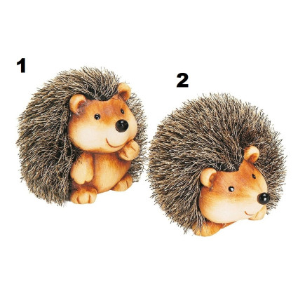 Jeż Figurka Z Gliny Sztuczne Futro Brązowo-czarny 12cm