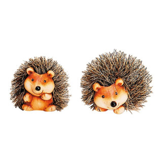 Jeż Figurka Z Gliny Sztuczne Futro Brązowo-czarny 8 cm