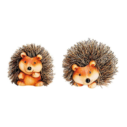 Jeż Figurka Z Gliny Sztuczne Futro Brązowo-czarny 8 cm