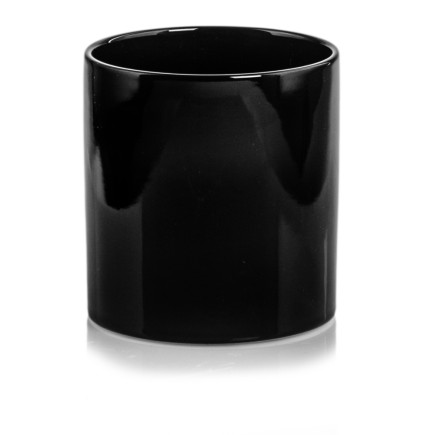 Doniczka Osłonka Ceramiczna Walec Cylinder Czarny Do Kwiatów 13cm