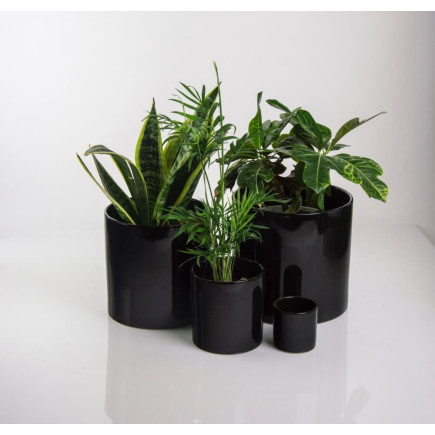 Doniczka Osłonka Ceramiczna Walec Cylinder Czarny Do Kwiatów 13cm