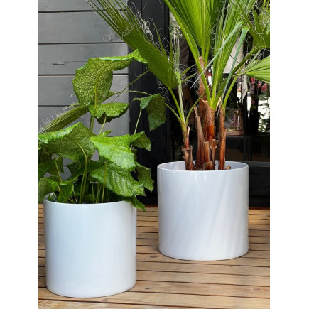 Doniczka Osłonka Ceramiczna Walec Biała Do Kwiatów i Kompozycji 16 cm