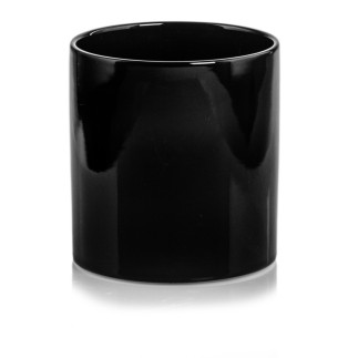 Doniczka Osłonka Ceramiczna Walec Czarna Do Kwiatów i Kompozycji 16 cm