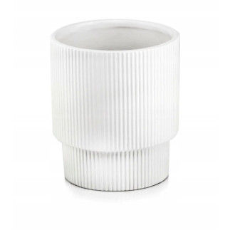 Osłonka Doniczka Ceramiczna Biała Matowa Karbowana Ozdobna Dekoracja 13 cm