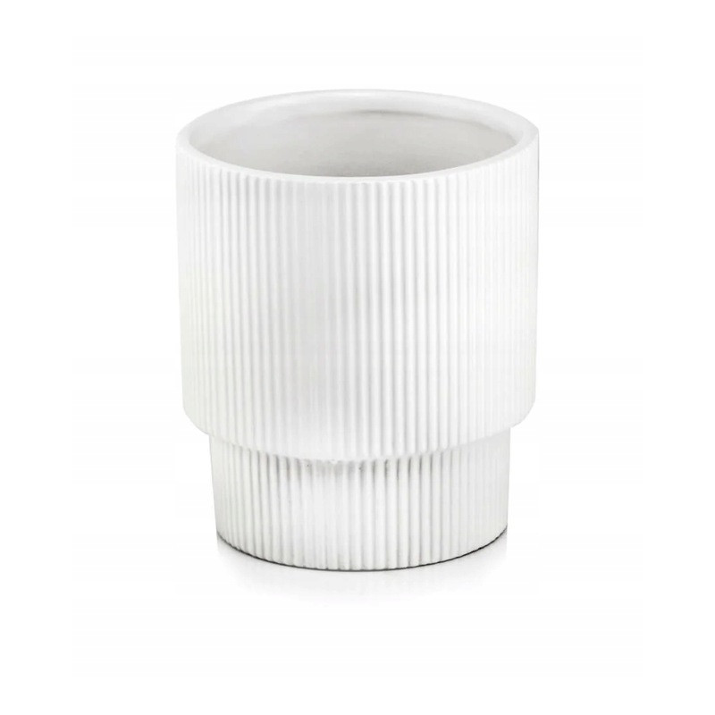 Osłonka Doniczka Ceramiczna Biała Matowa Karbowana Ozdobna Dekoracja 13 cm Osłonka Doniczka Ceramiczna Biała Matowa Karbowana Ozdobna Dekoracja 13 cm