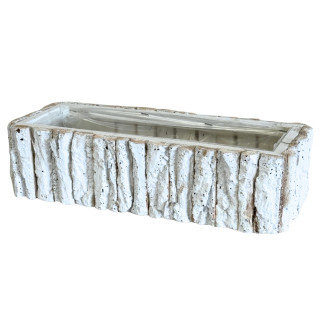Osłonka z Kory Podłużna z Sznurkiem Podwójna do Kwiatów Biała 38 x 16 cm